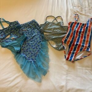 Girls Swimwear Lot Size 4/5 5 | Mermaid Skirt Set Two Piece One‎ Piece Swimsuits